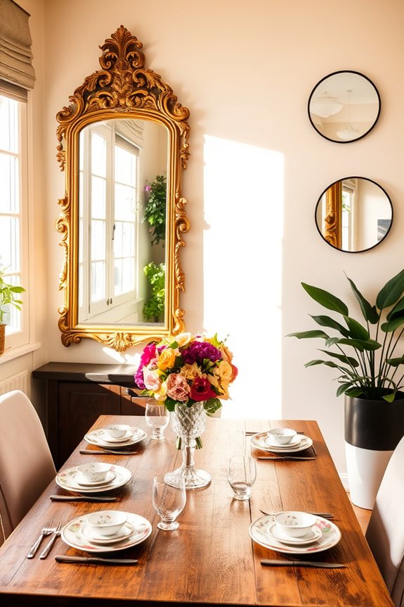mirrors enhance dining spaces