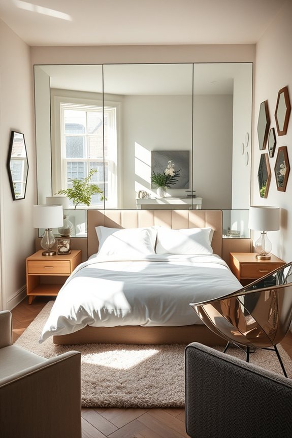 mirrors expand bedroom space