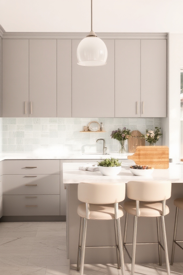 modern gray pastel kitchen