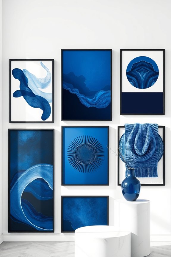 monochromatic wall art display