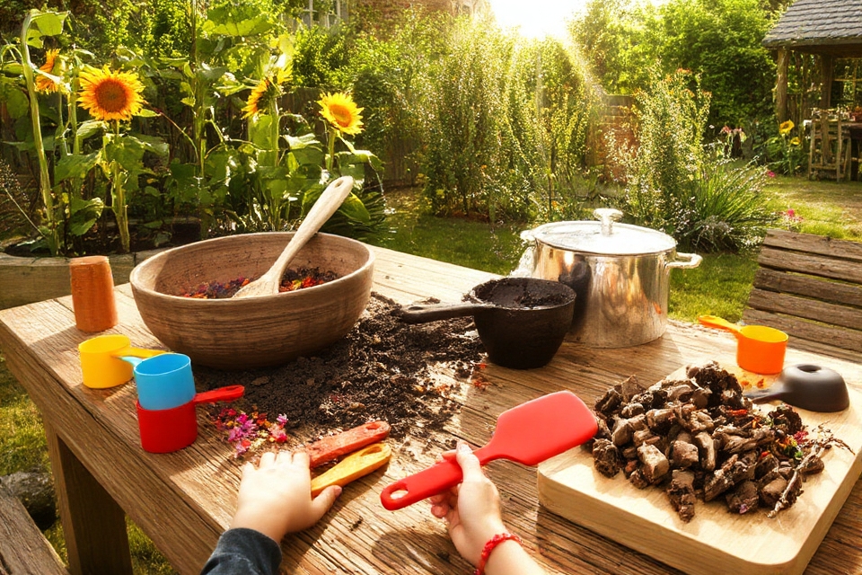 mud kitchen cooking tools