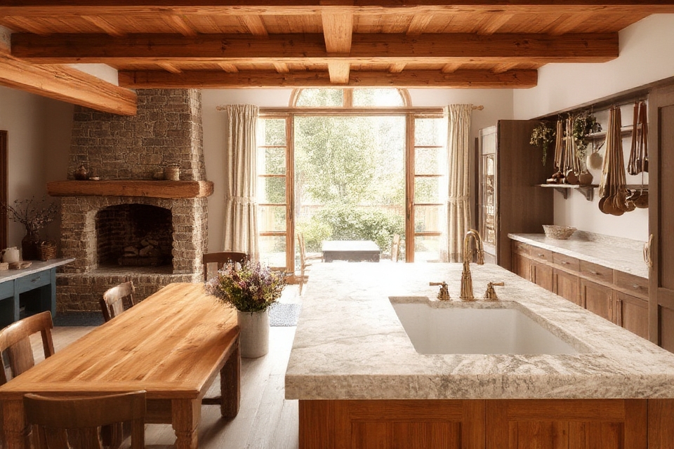 natural stone and wood