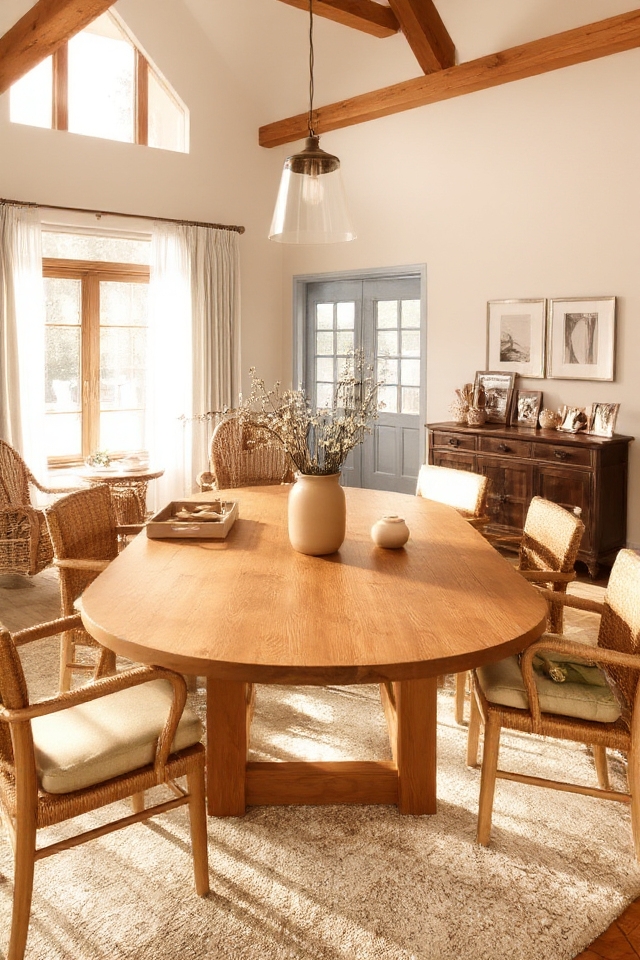 natural wood dining decor