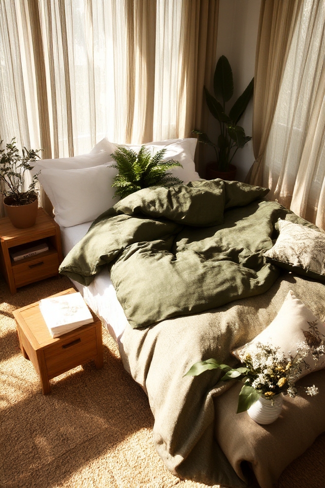 nature inspired bed decor elements
