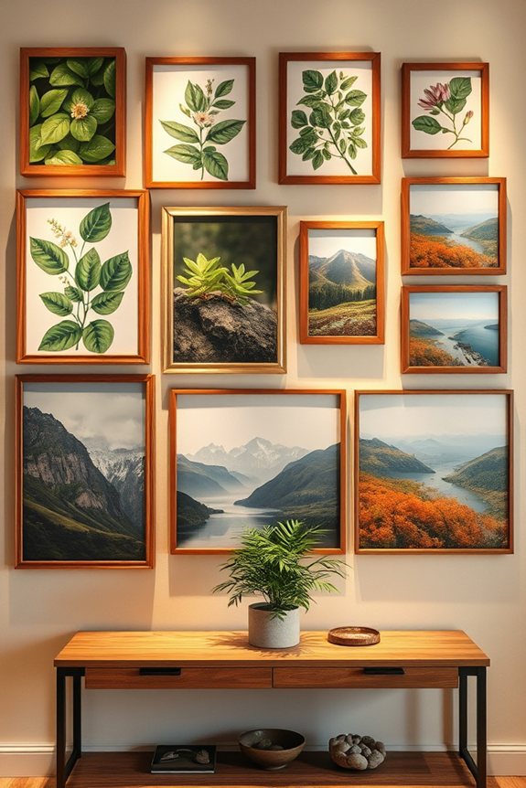 nature inspired gallery wall arrangement