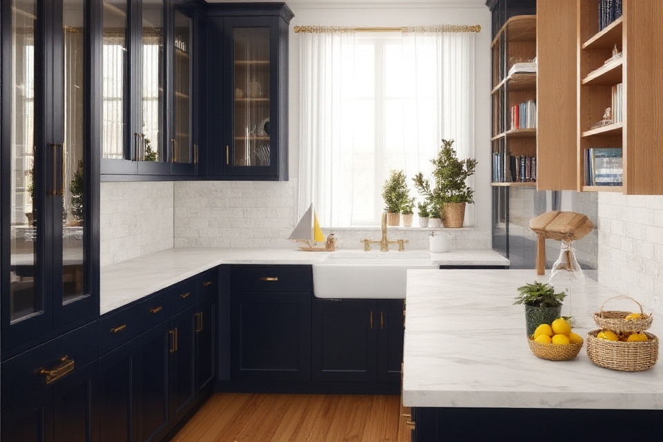 nautical elegance with navy cabinets
