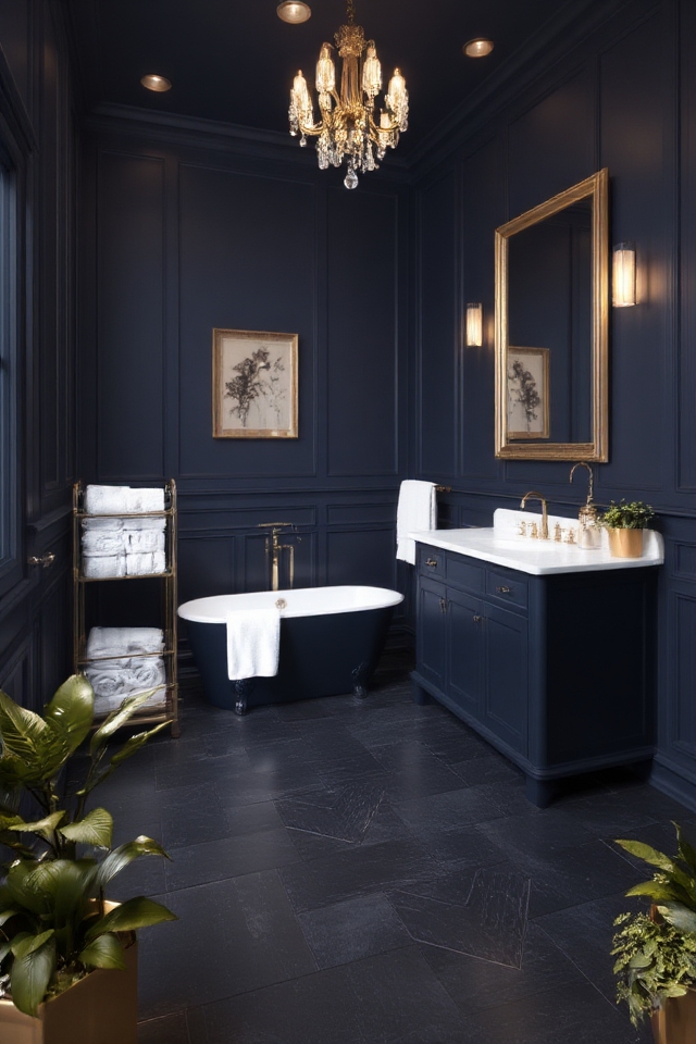 navy blue bathroom elegance