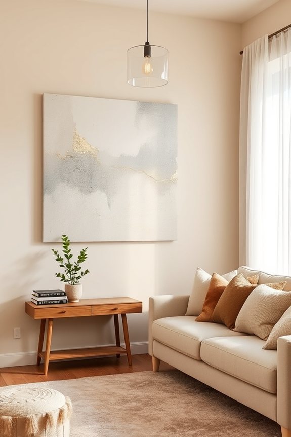 neutral artwork enhances serenity