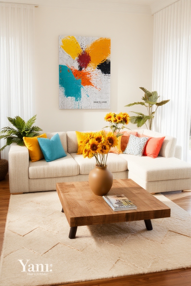 neutral base colorful accents
