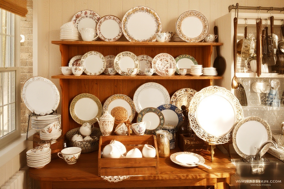 nostalgic vintage dishware display