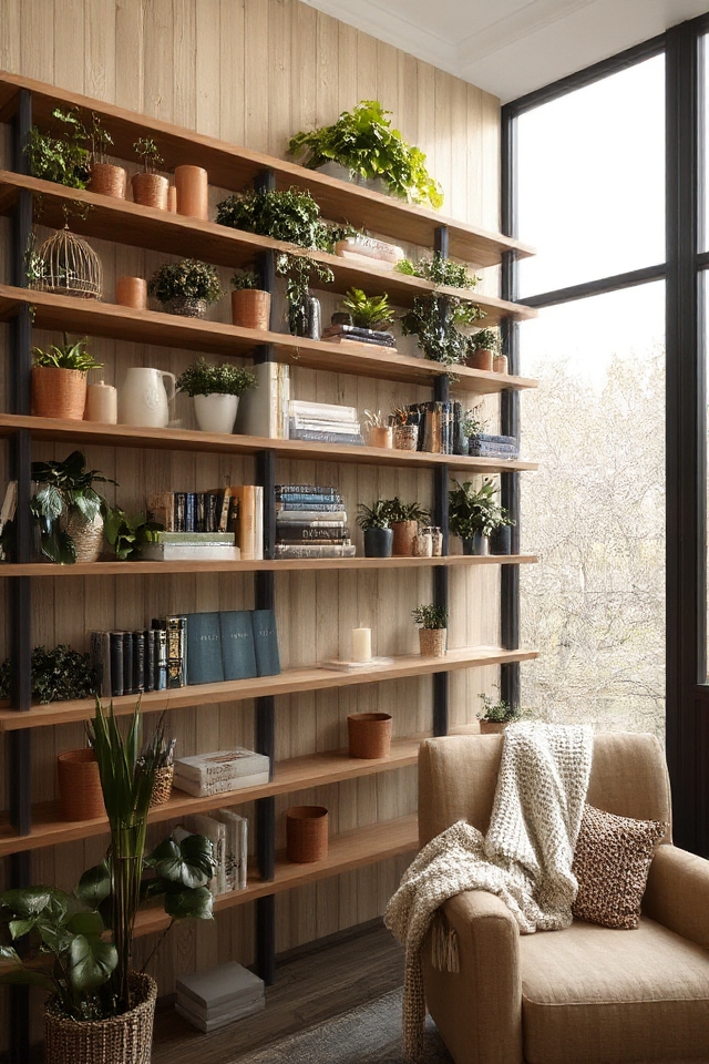 open shelving enhances decor