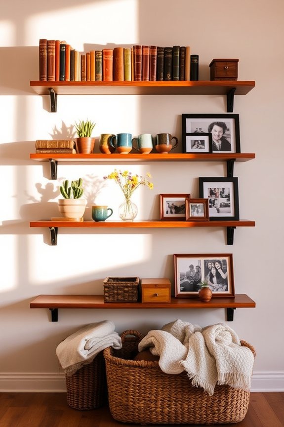 open shelving enhances decor