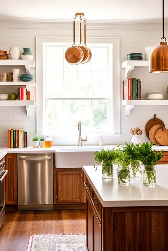 open shelving enhances functionality