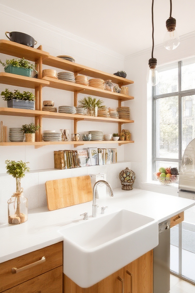open shelving enhances organization