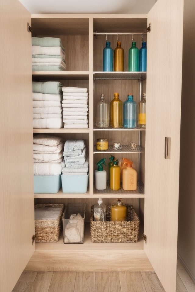 organize bathroom under sink space