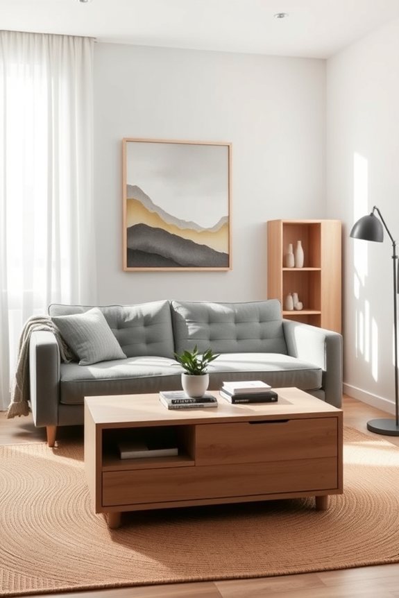 organized minimalist living room