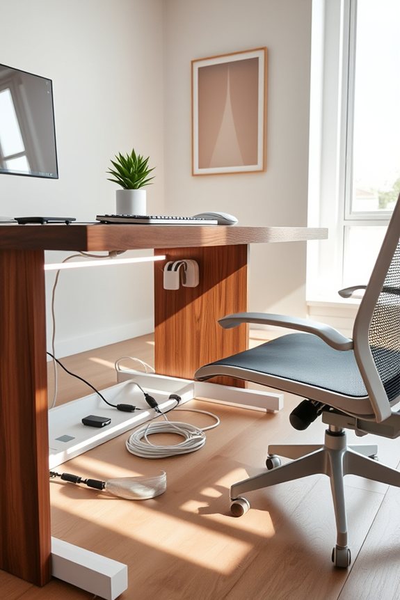 organized workspace through cables