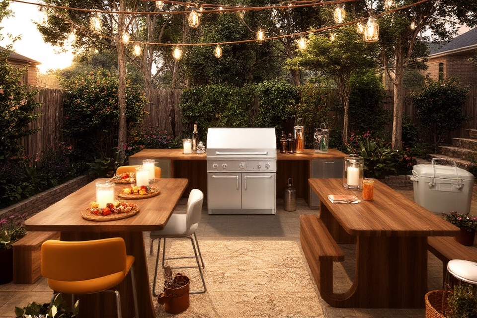 outdoor grilling and seating