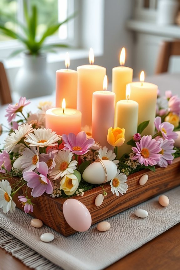 pastel candle displays elegance
