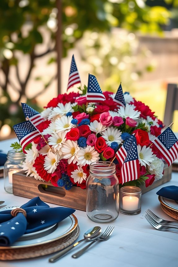 patriotic flower arrangements centerpiece