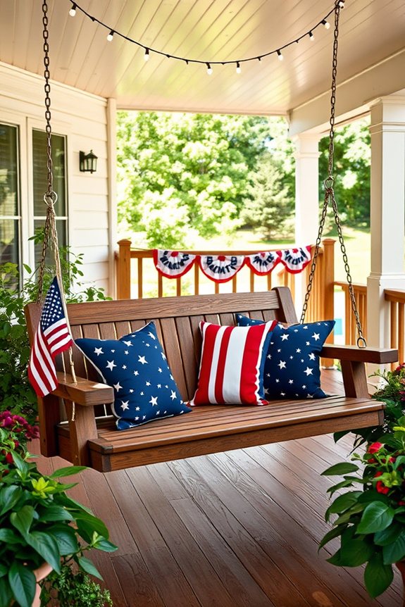 patriotic porch swing decor