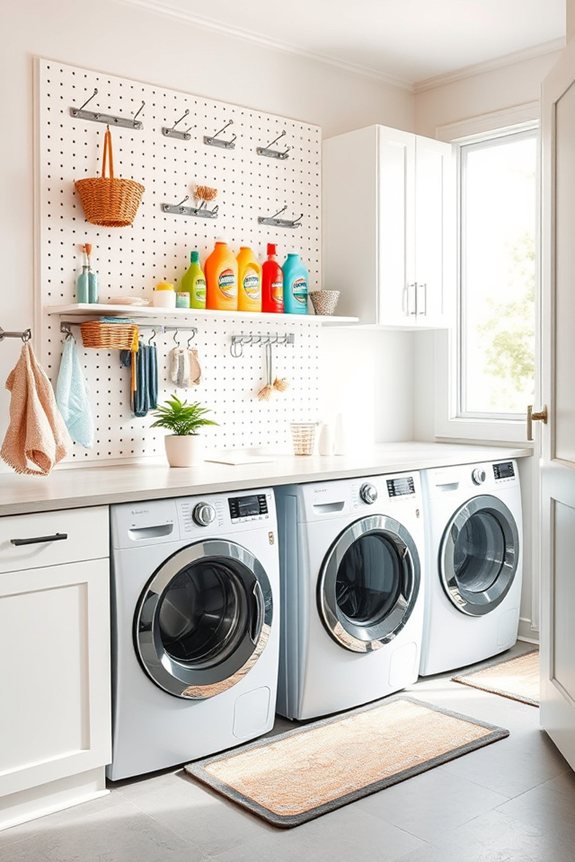 pegboard laundry room organization