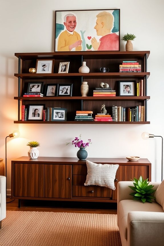 personalized decorative shelving arrangement