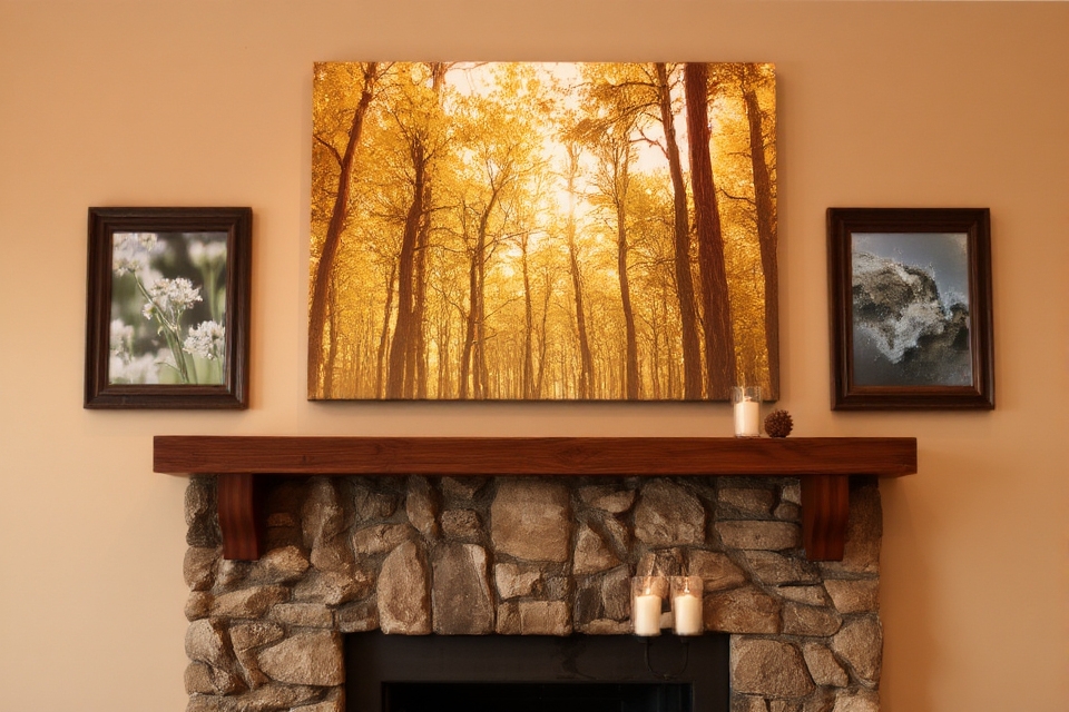 personalized fireplace artwork selection