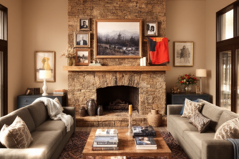 personalized fireplace gallery wall