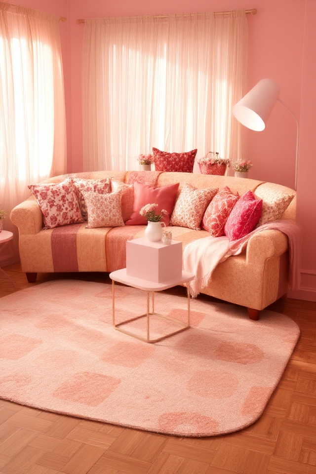 playful pink cushion rugs