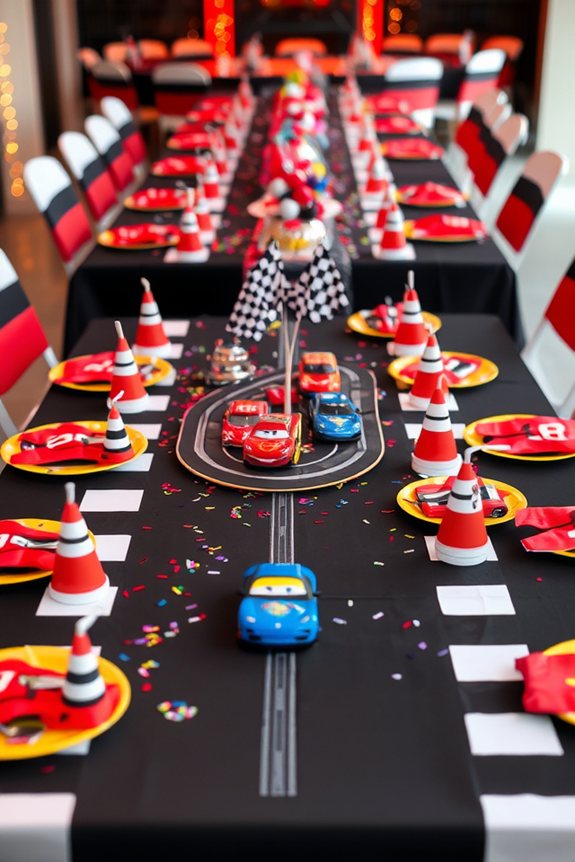 racing themed birthday table settings