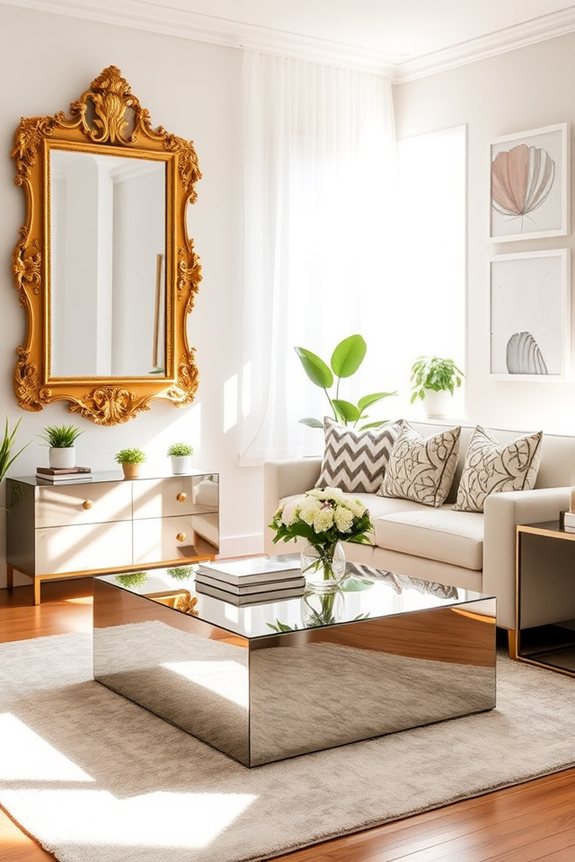 reflective decor enhances brightness