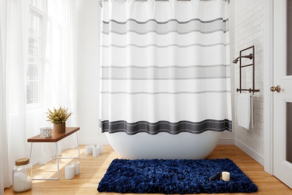 refresh bathroom with curtains