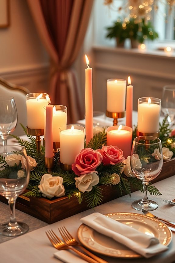 romantic candlelit dinner centerpiece