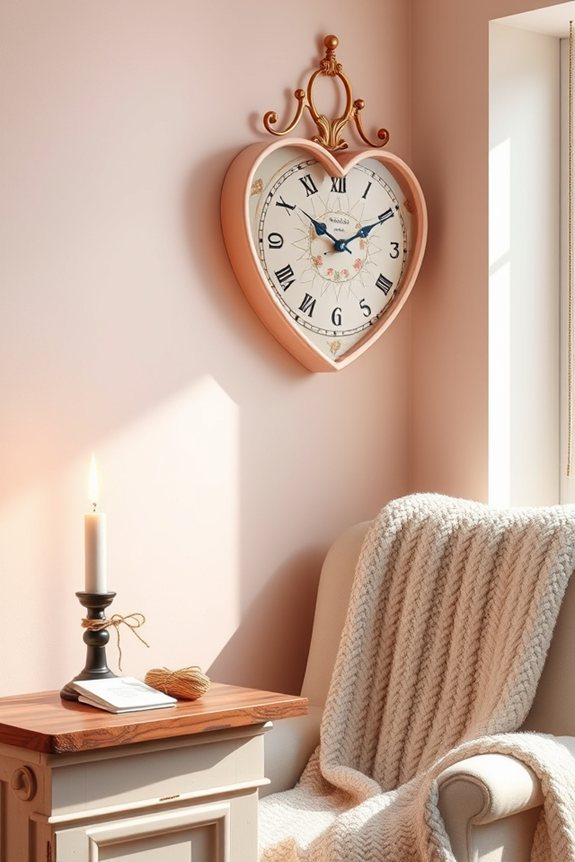 romantic heart shaped clock
