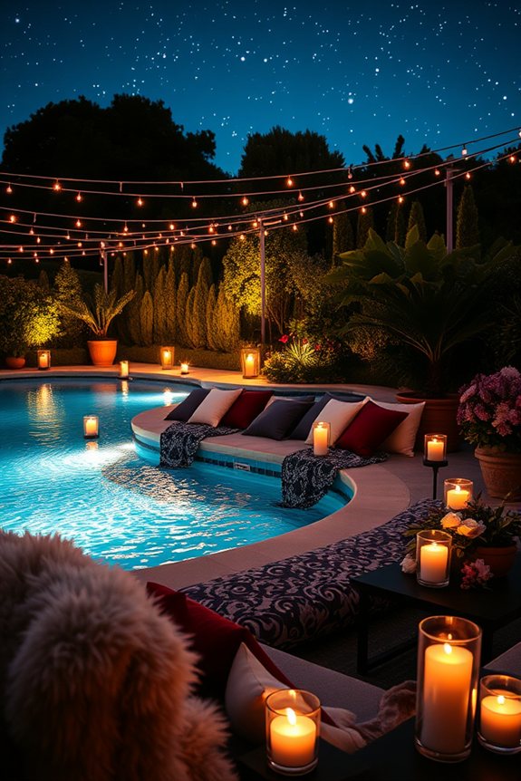 romantic poolside lighting decor
