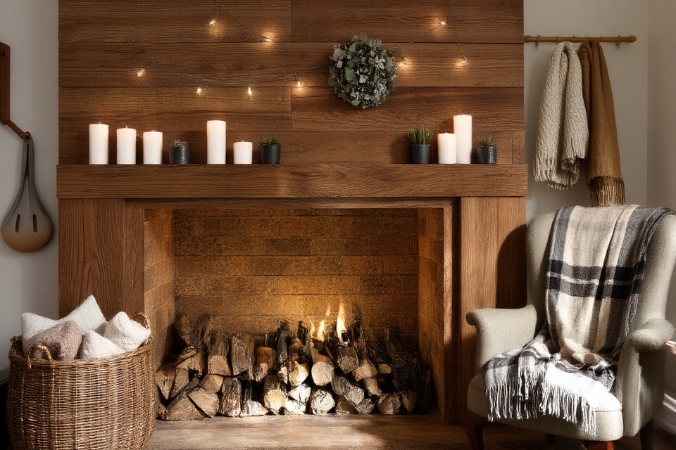rustic barnwood fireplace accents