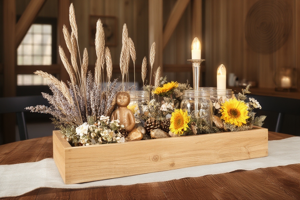 rustic centerpiece with nature
