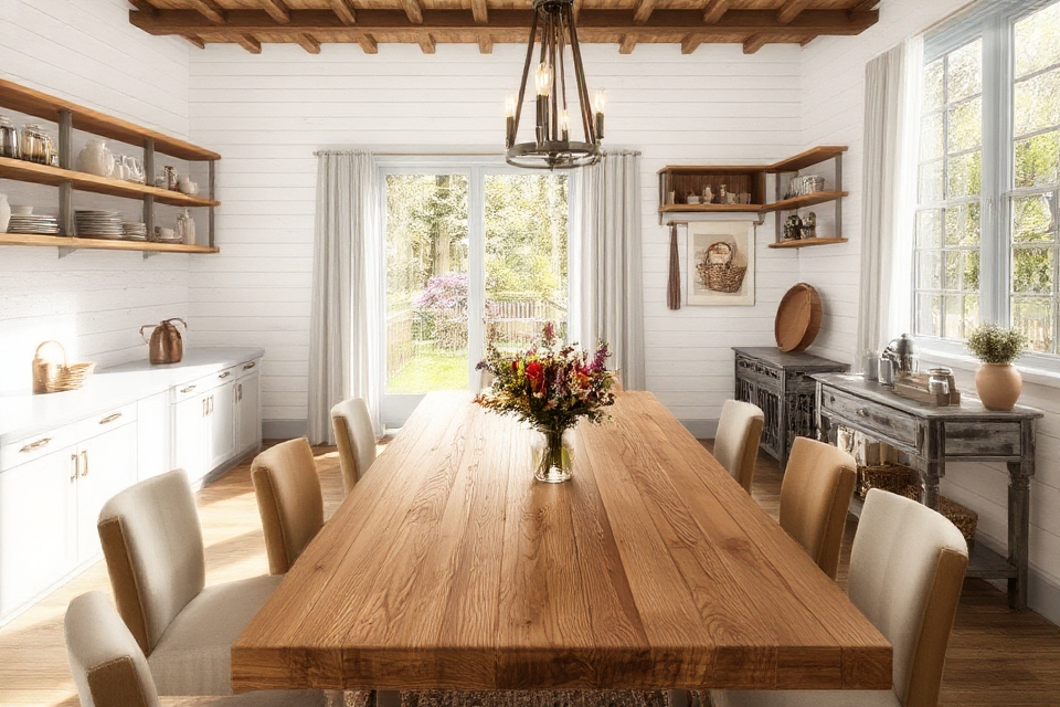 rustic contemporary dining atmosphere