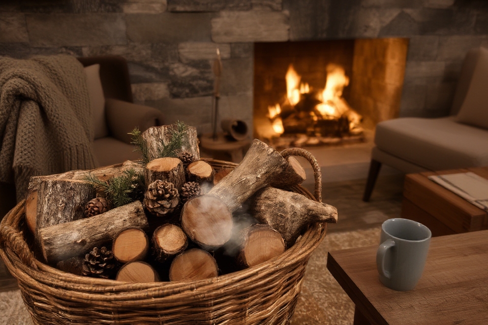 rustic decorative log arrangement