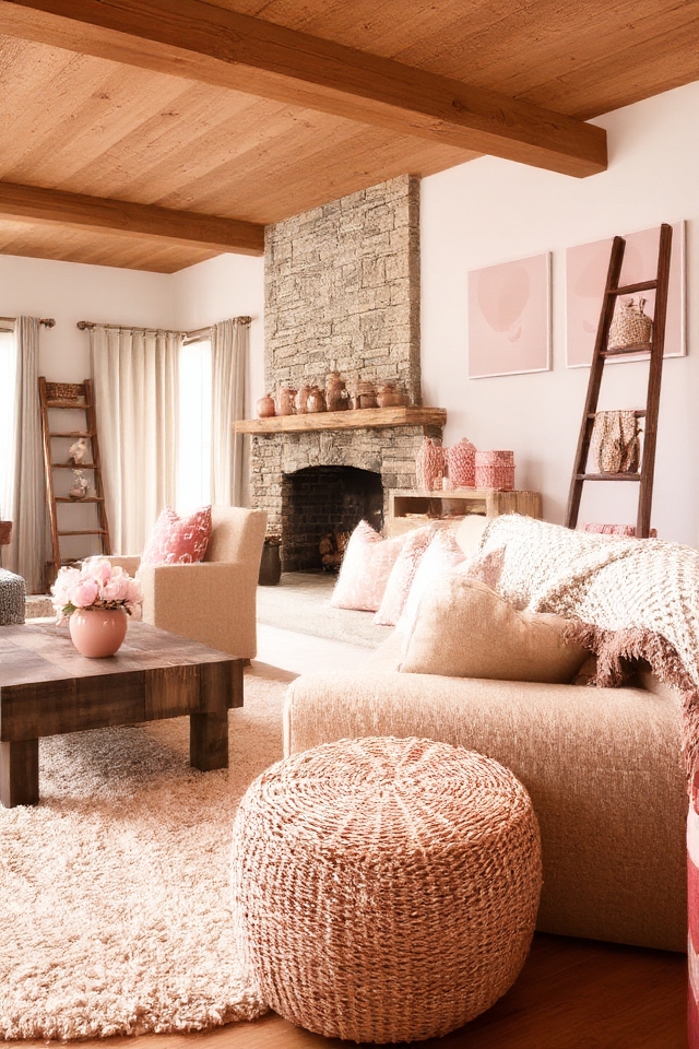 rustic pink cozy retreat