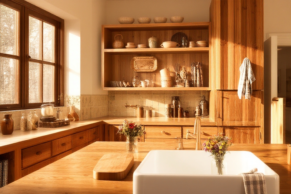 rustic wood cabinets warmth
