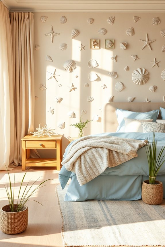 seashell coastal accent wall