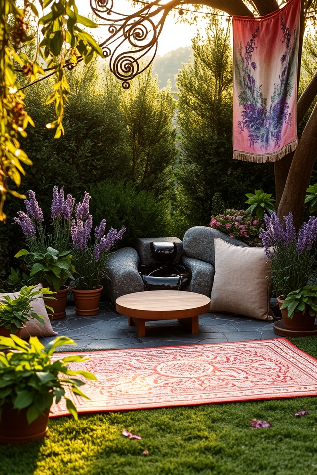serene backyard meditation corner