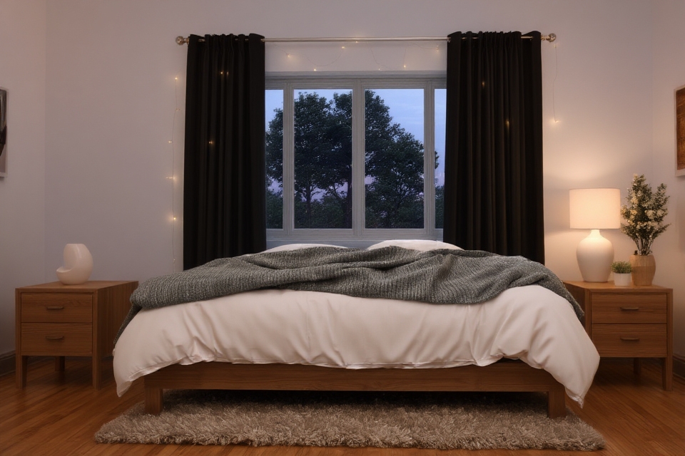 serene bedroom with soft lighting