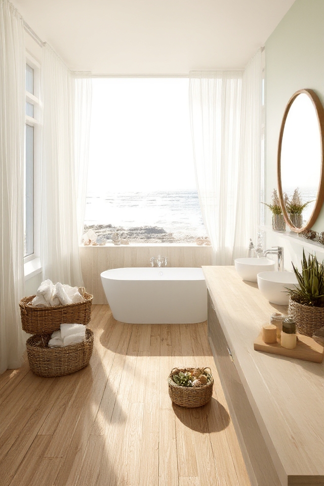 serene coastal bathroom atmosphere