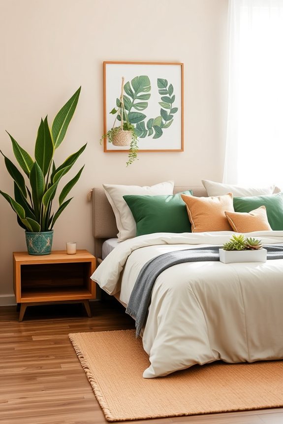 serene guest bedroom greenery
