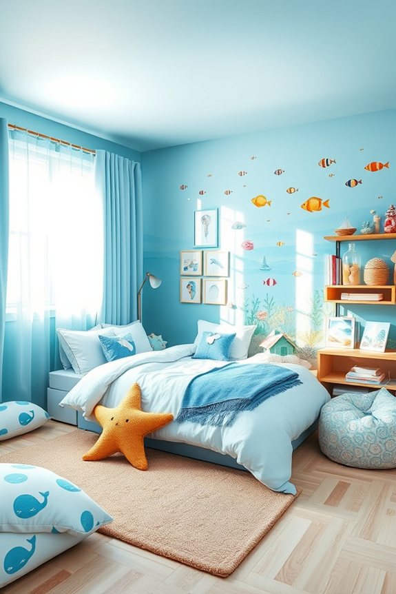 serene ocean themed kids room