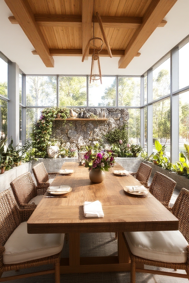 serene organic dining spaces