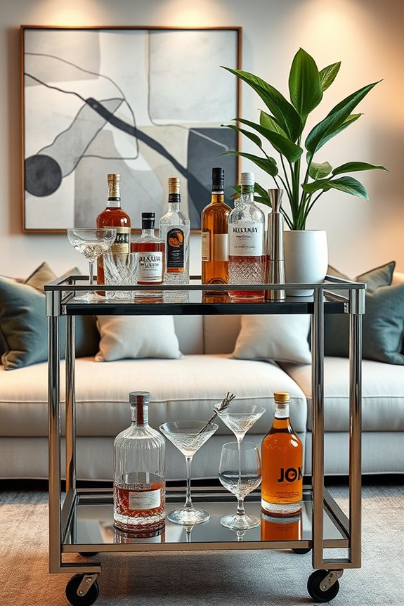 sleek modern bar cart